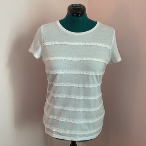 NWT Talbots Ruffle-Trimmed White Shortsleeve Tee